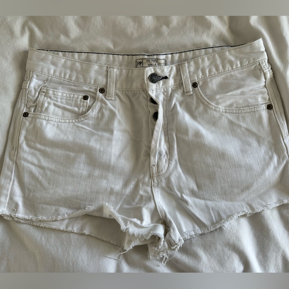 Free People White Jean Shorts
